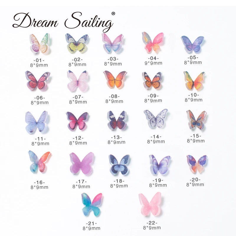 

20 PCS Nail Jewelry 3D Butterfly Resin Rhinestones Decorations Nail Art Decal Luxury Japanese Korean Manicure Tools New Arrival