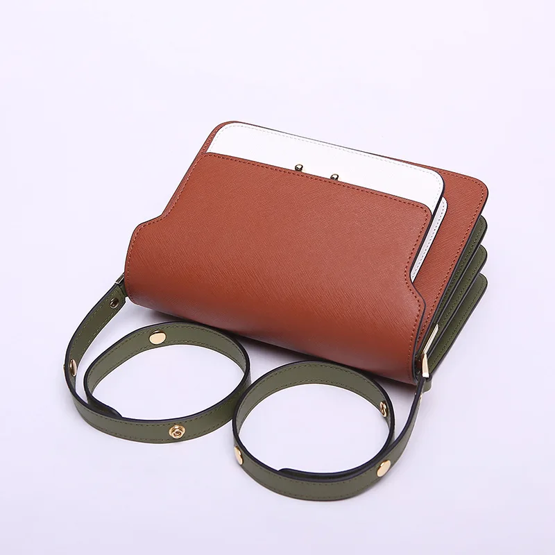 

Contrast Organ Bag Small Square Bag Leather Shoulder Diagonal Bags for Women 2020 Luxury Handbags Women Bags Designer