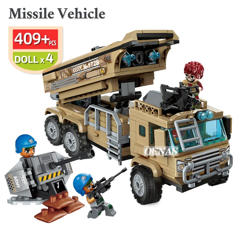 Военная Модель MOC для сборки всадных транспортных средств грузовик автомобиль
