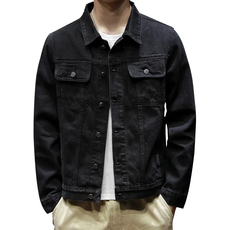 

2020 Spring and Autumn Men's Denim Jacket Korean Trend Slim Solid Color Youth Wild Casual clothing Cotton coat
