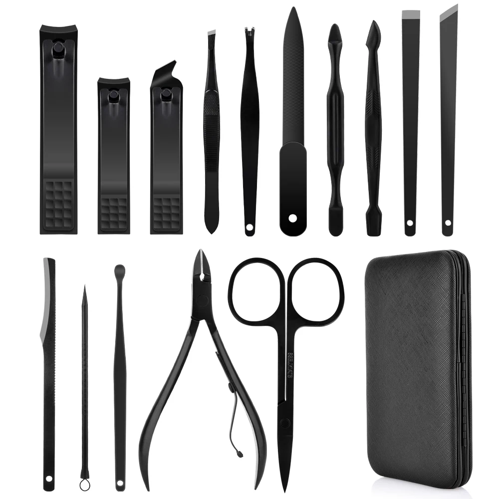 

15pcs Manicure Nail Clipper Cutter Set Stainless Steel Ear Spoon Nail Clipper Manicure Portable Pedicure Nail Scissors Nail Tool