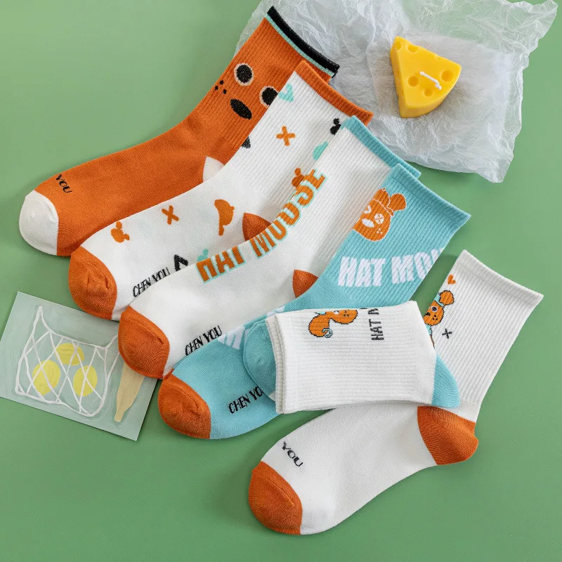 

Women Socks Cotton Bear Cartoon Sock Woman Colorful Unisex High Funny Novelty Ladies Sox Spring Autumn Female Trendy Calcetines