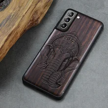 Carveit 3D Carved Wood Cover For Samsung Galaxy S21 Plus Thin Case Luxury Accessory Soft-Edge Wooden Shell Protective Phone Hull
