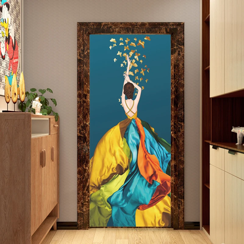 

Модные красивые художественные обои, постер, абстрактные 3D наклейки на дверь, самоклеящиеся водонепроницаемые стеклянные дверные наклейки...