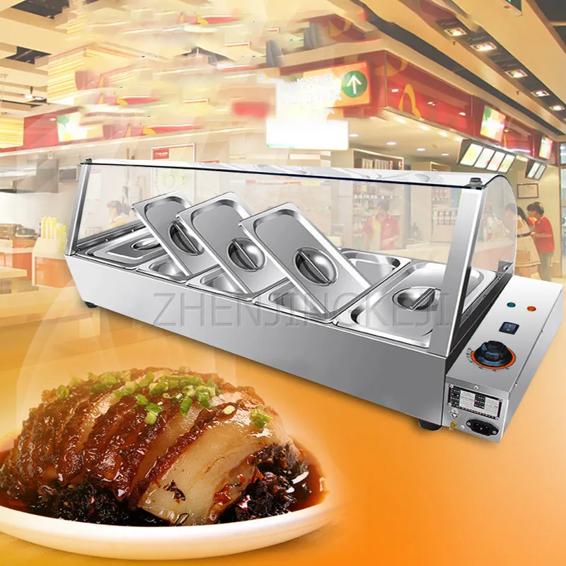 

Commercial Stainless Steel Meal Counter Fast Food Keep Warm Desktop Electricity Plus Heat Canteen Dining Table Self-Help Cabinet