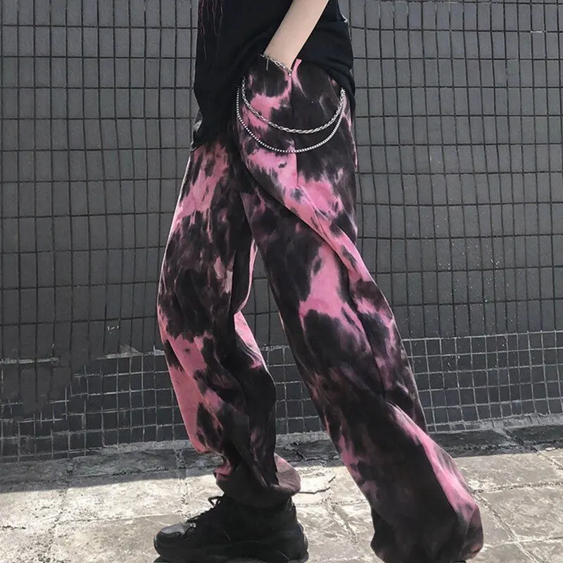 

Wide Leg Pants Women's Autumn Clothing 2020 New Korean Hip-hop Tie-dye Harem Pants Loose Casual Trousers Long Pantalone