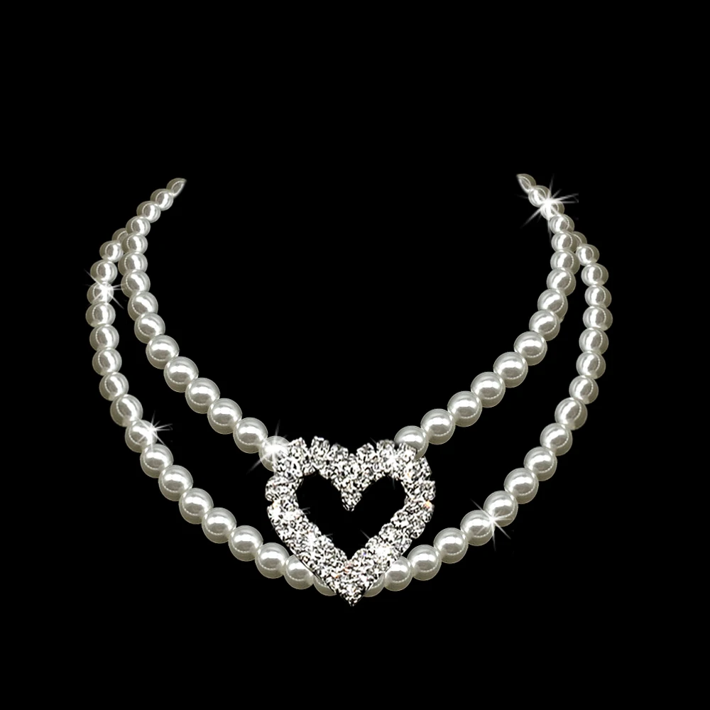 Модное ожерелье для домашних питомцев собаки кошки двух рядов искусственная