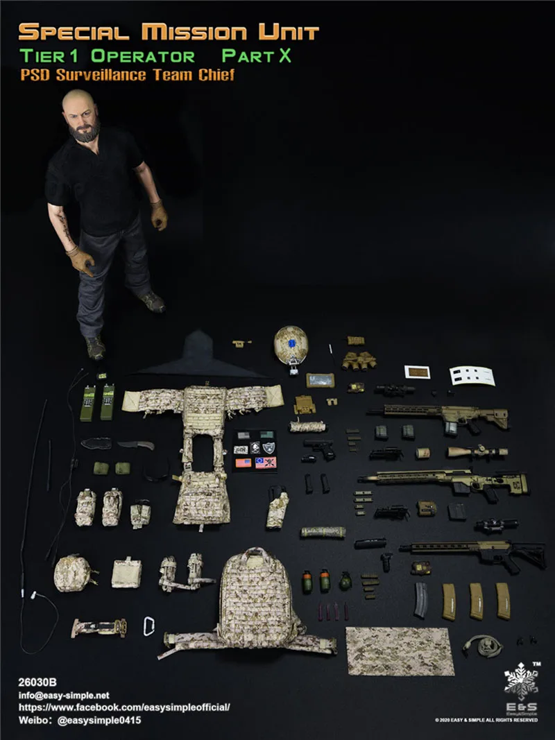

1/6 PSD Special Task Group Male Soldier Figure Model Easy&Simple ES26030B 12'' Action Doll Full Set Toys for Collection