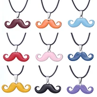 cartoon droopy mustache necklace for women personalized stainless steel rope chain customized female male jewelry gift