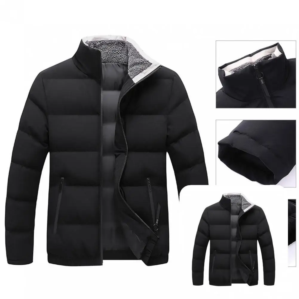 

Winter Jacket Lightweight Smooth Solid Color Cardigan Winter Down Coat Men Jacket for Skiing