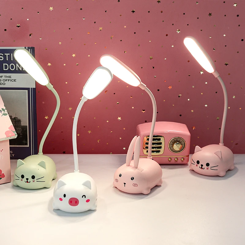 

Creative Cute Cat Girl Heart Mini Table Lamp Led Rechargeable Student Dormitory Bedroom Bedside Eye Protection Night Light
