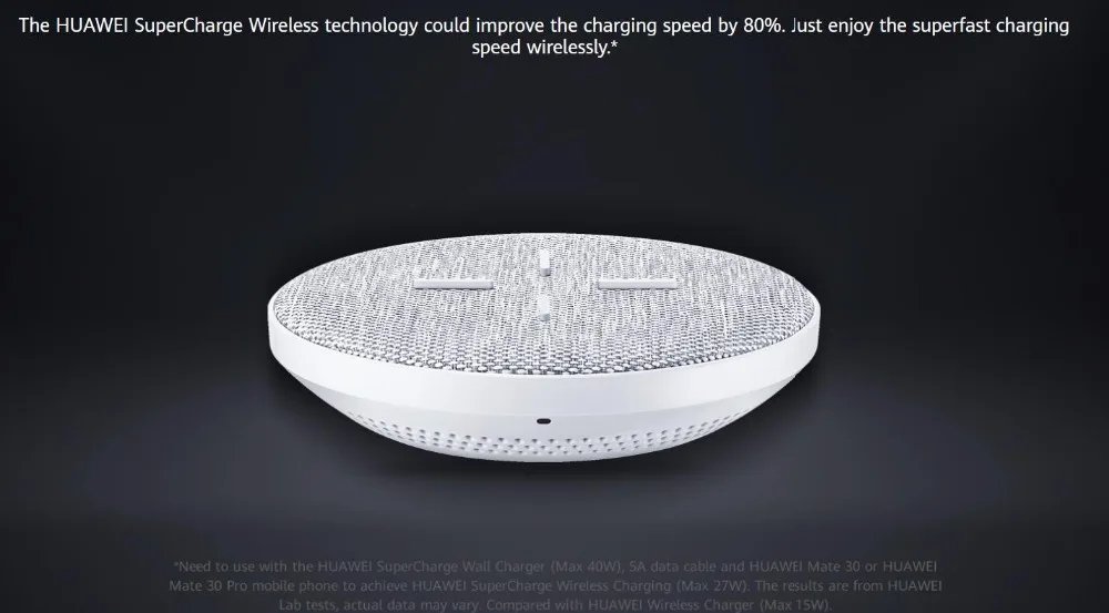 CP61 huawei SuperCharge Беспроводное зарядное устройство Max 27 Вт huawei Qi стандарт tyuv сертифицирован для mate 30 Pro iPhone 11 Pro Max