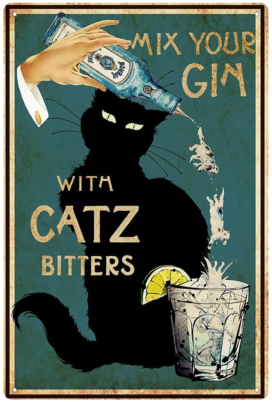 

Cat Metal Tin Sign Wall Sign Funny Metal Tin Sign Home Vintage Art Decor Iron Painting Art Decor Iron Painting 8x12 inch