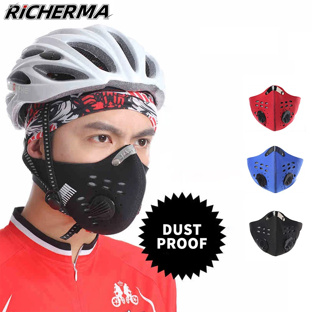 Байкерская велосипедная маска моющаяся Тканевая черная синяя красная дышащая