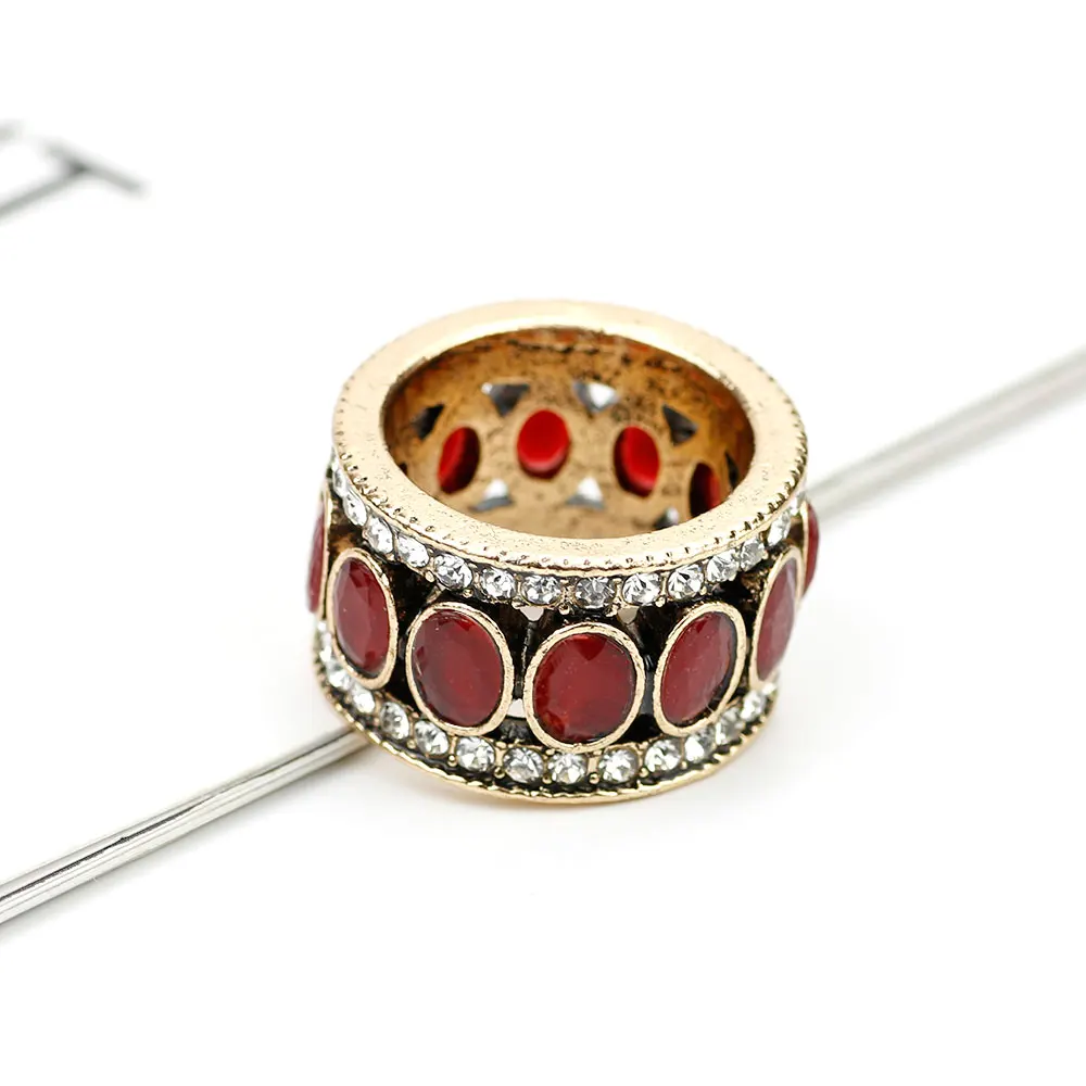 Sunspicems Retro Oval Crystal Caesar Ring Antique Gold Color Ethnic Banquet Jewelry Turkish Single Row Stone Design Family Gift | Украшения