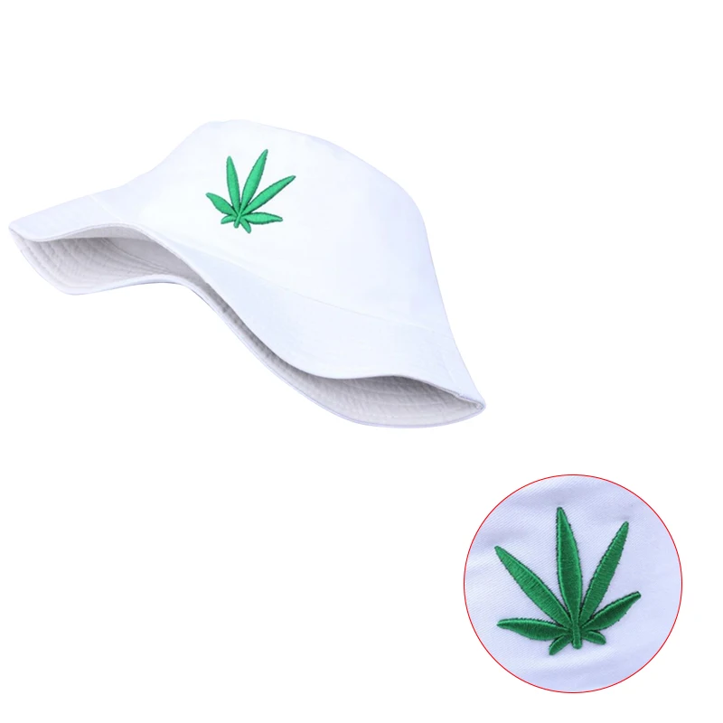 

Men Women Maple Leaf Bucket Hat Hip Hop Fisherman Panama Hats Embroidery Cotton Outdoor Summer Casual Bucket Cap