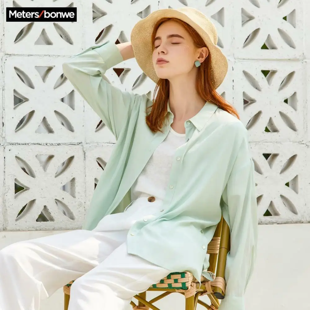 Женская однотонная блузка Metersbonwe Весенняя Свободная Повседневная Уличная