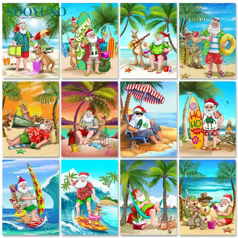 

SDOYUNO 40x50cm Oil Paint By Numbers Christmas DIY Paint For Painting By Numbers On Canvas Santa Claus Home Decor Unique Gift