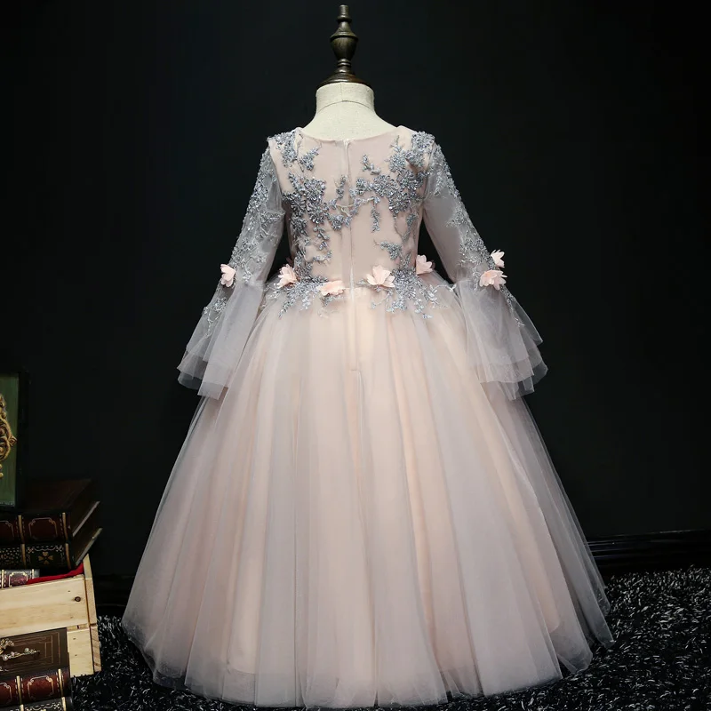 Винтажное платье принцессы с цветами для девочек детские свадебные вечерние