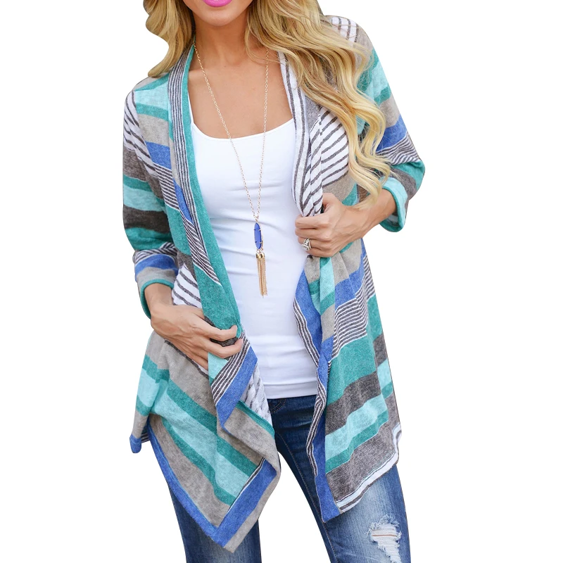

Summer Plus Size Cardigan Women Menina Long Boho Knitted Striped Cardigans Outwear Long Sleeve Loose Sweater Clothing Vintage