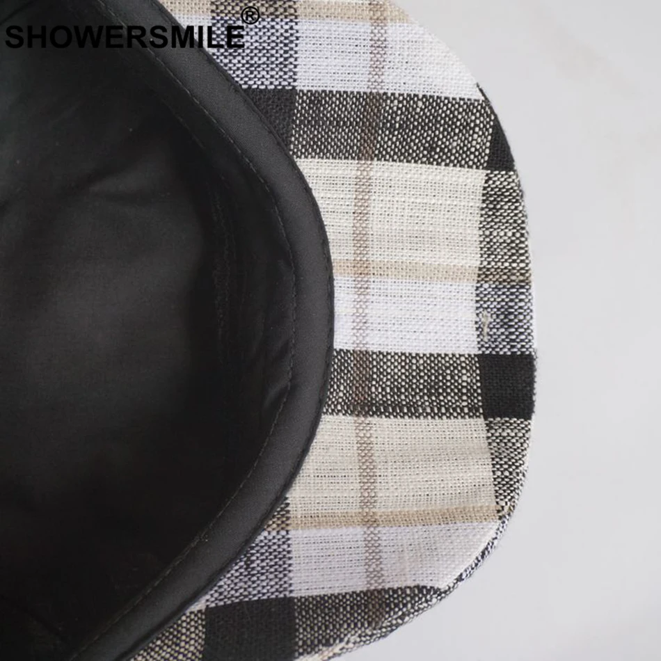 Кепка SHOWERSMILE Мужская льняная Классическая восьмиугольная кепка в клетку с шляпа