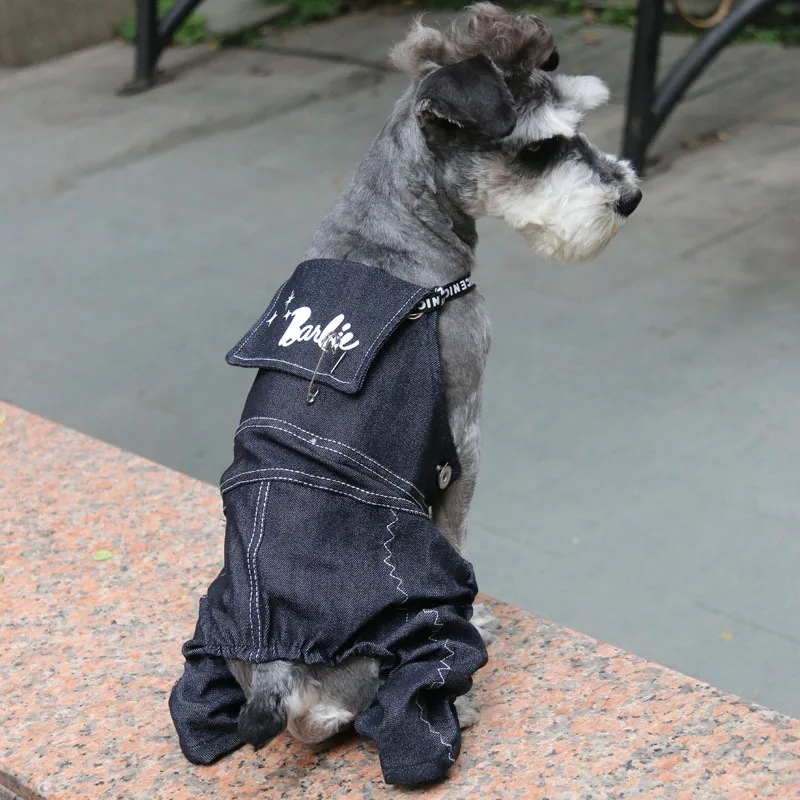 Джинсовые однотонные комбинезоны для домашних животных собак щенков джинсовая