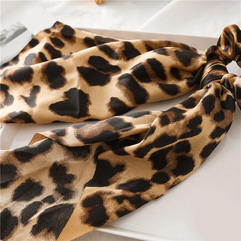 Леопардовый большой бант узелковая веревка для волос длинный стример резинки
