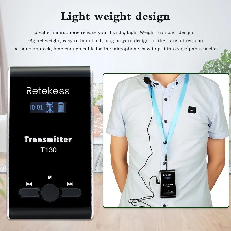Беспроводной передатчик T130 + система гида с микрофоном Lavalier для синхронного
