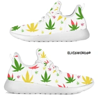 elviswords maple leaf pattern flats shoes for women casual light knit lace up sneakers walking footwear for 2020 zapatos mujer