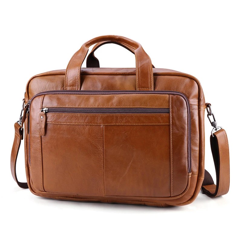 Vintage Genuine Leather Men's Briefcase Bag Man Business Pack Handbag Laptop Cross Shoulder Luxury Cowhide Bag