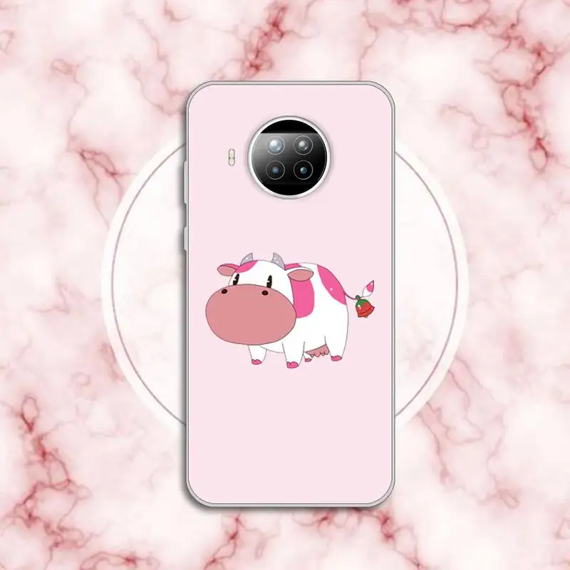 

Pink cute strawberry cow animal Phone Case Transparent for Xiaomi Redmi note 10 t 8 9 pro lite 11