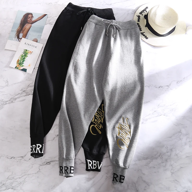 Женские свободные трикотажные спортивные брюки повседневные Свитера и шаровары