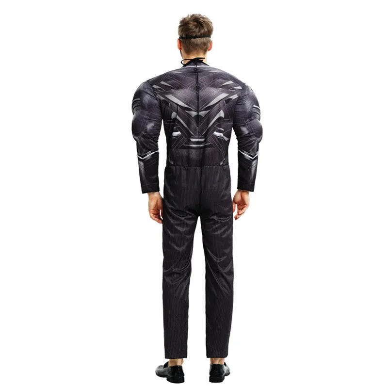 Новое поступление костюм для взрослых мускул Делюкс Черная пантера футболка