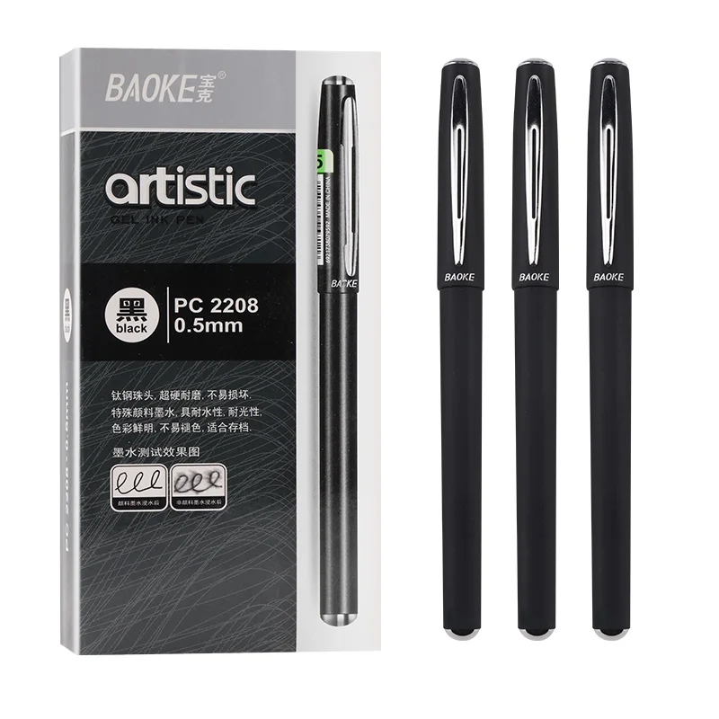 

12 Baoke PC2208 Gel Pen 0.5mm Gel Pen Signature Pen Frosted Pen Holder Black Ink Student Office Business Water Pen Carbon Pen