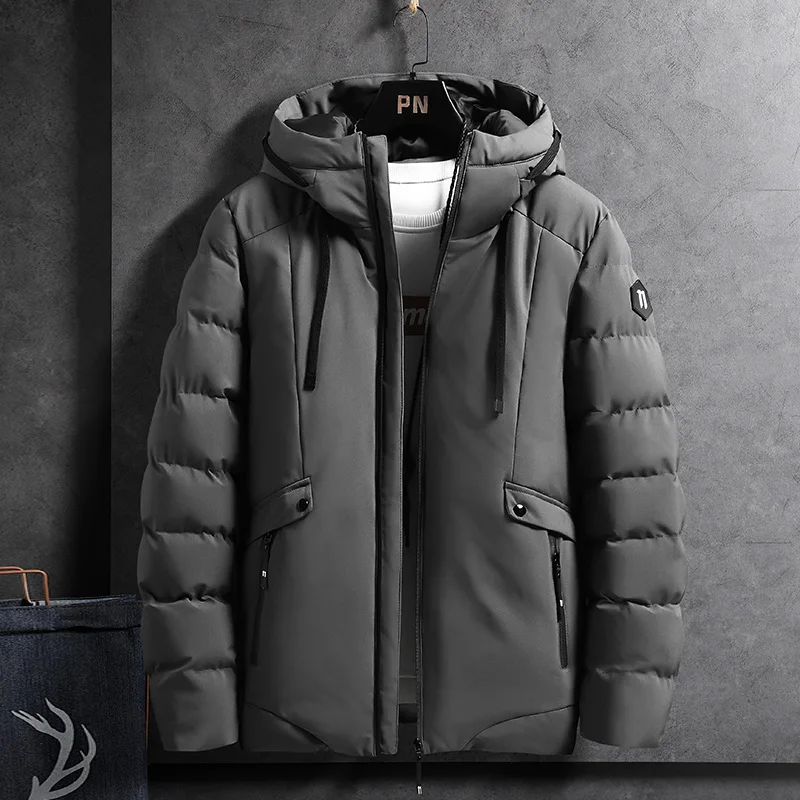 Fashion Winter Jacket Men Hoodied Parka Men Warm Windproof Coat Male Thicken Zipper Warm Jackets Mens Solid Down Coats M-4Xl