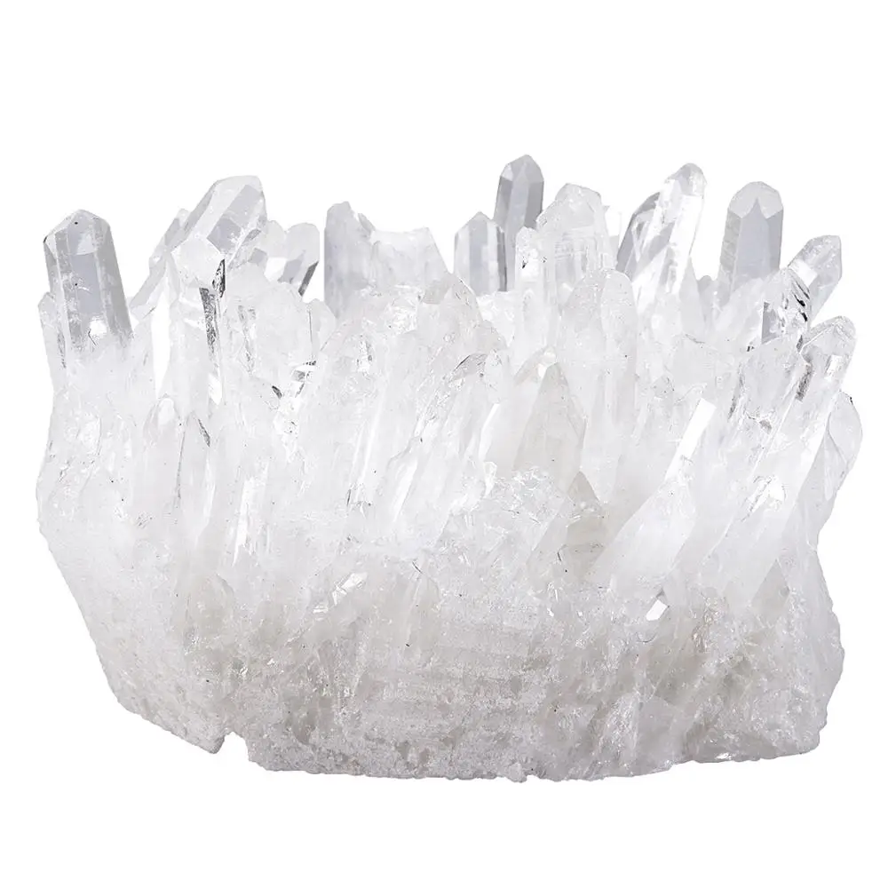 TUMBEELLUWA Natural Clear Rock Crystal Quartz Cluster Healing Gem Stone Druzy Geode Specimen Figurine for Fengshui Home Decor