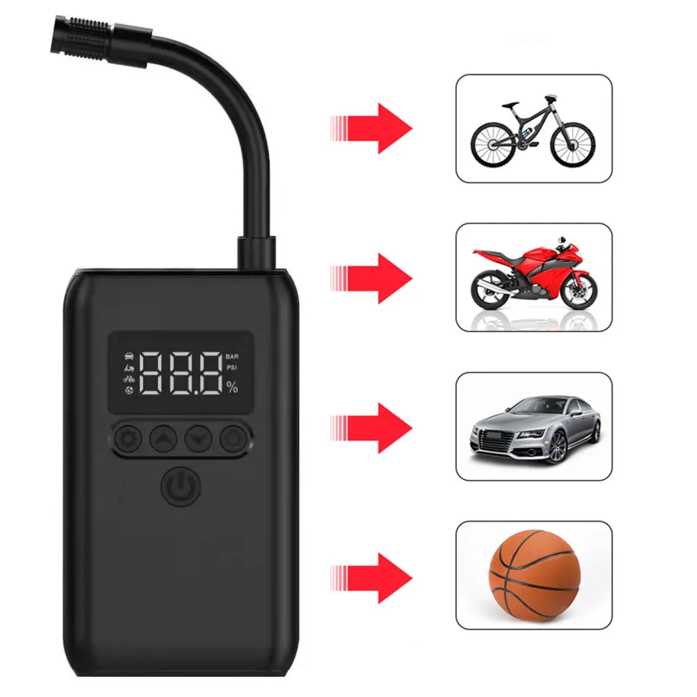 

Bike Accessories Electric Digital Tyre Pump With 2000 MAh Battery Portable Bicycle Air Pump Compressor With LCD Screen CQB02