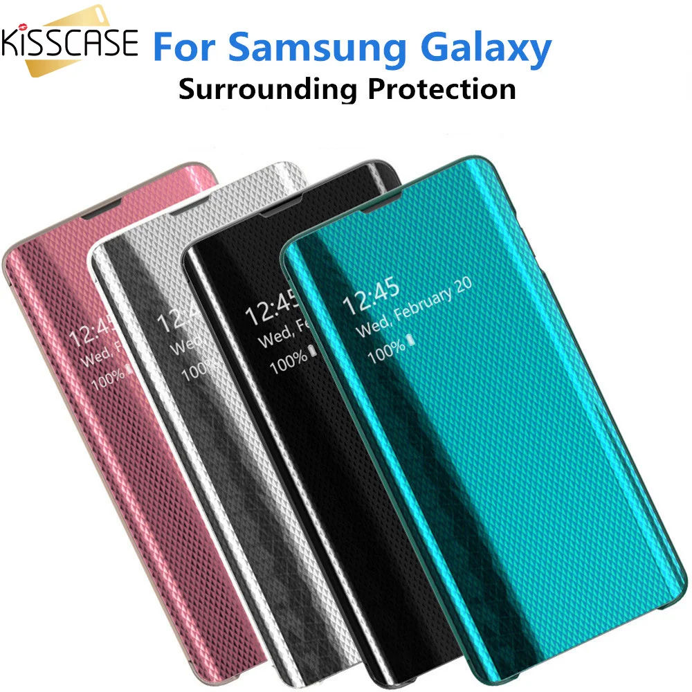 Умный зеркальный чехол KISSCASE для Samsung Galaxy S10 A10 A30 A50 M20 A750 A20E S9 Plus S7 Note9 8 A70 флип-чехол S8