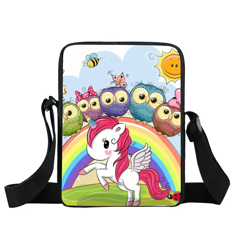 xkbunicornowl09 Фантазия животных Красочные Единорог мини сумка для девочек Bookbag мальчиков Школьные сумки Дети Книга сумка сумки на плечо лучший подарок - Цвет: xkbunicornowl09
