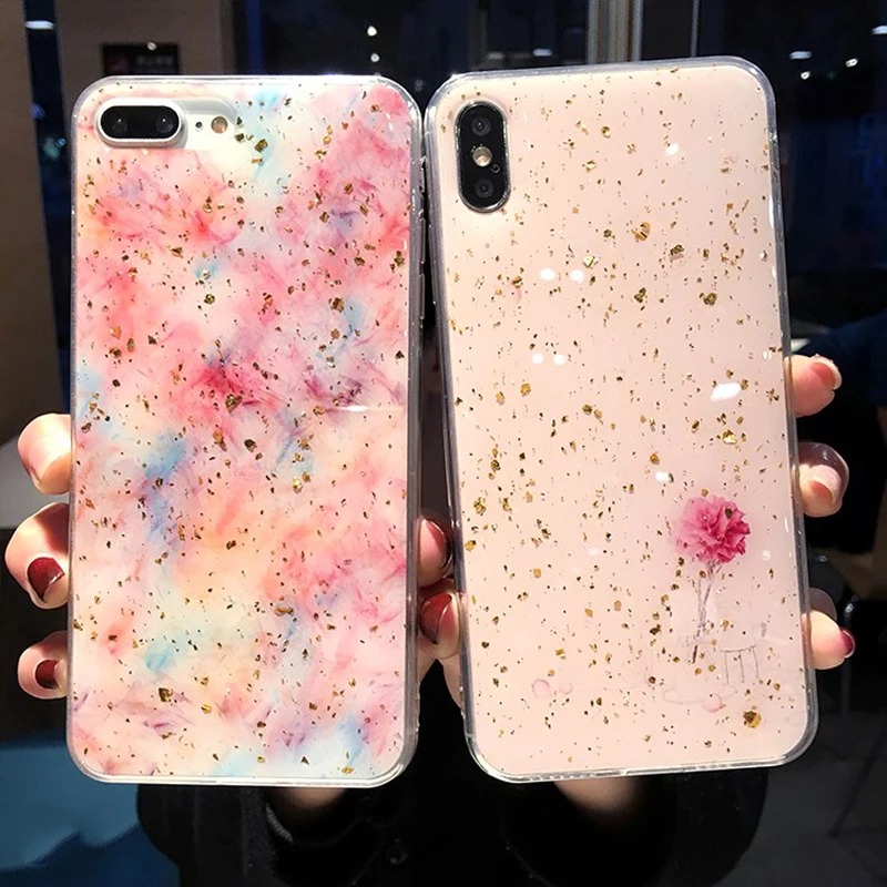 For Iphone 11 Pro Max Flower Transparent Floral Phone Case XR XS 6 6s 7 8 Plus soft Silicone Cover Gradient |