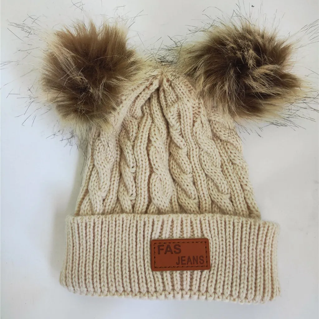 

2020 nuovo Autunno Inverno Doppia Sfera Cappello di Lana Del Cappello di Colore Solido Per Il Ragazzo di Lavoro A Maglia Della C