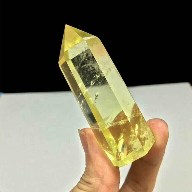 

1pc Natural Crystal Point Citrine Healing Obelisk Yellow Quartz Wand Beautiful Ornament for Home Decor Energy Stone Pyramid