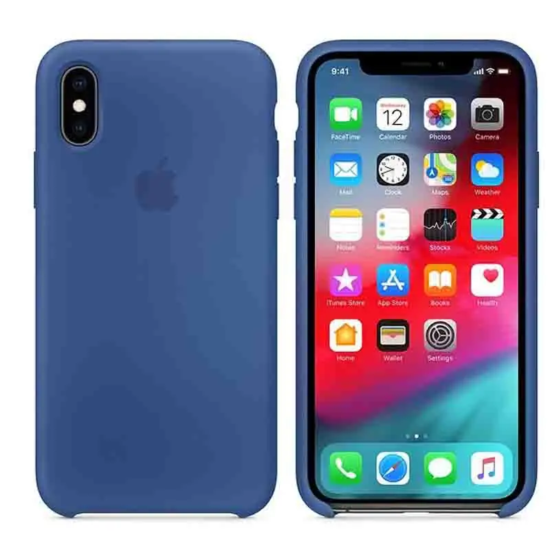 Чехол для телефона iPhone 6S 7 8Plus X XR XS Max мягкая Жидкая силиконовая темно-синяя