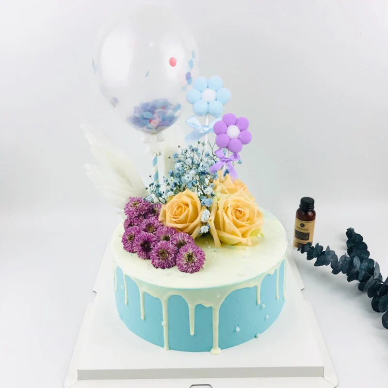 3/5/10 наборов плюшевый шар для торта Цветочный Мягкий помпон свадьбы дня рождения