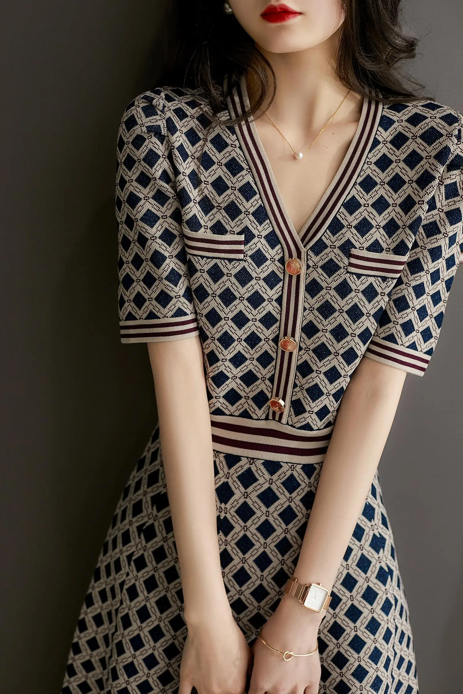 

New Summer Shirt Dress Evening Female Vintage Plaid Oversize Short Sleeve Beach Women Dresses Robe Vestido Maxi Knitted