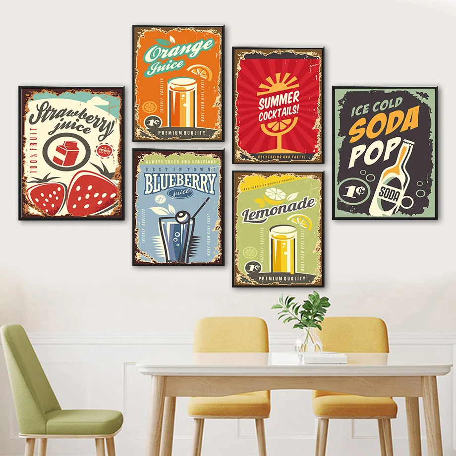 

Strawberry Fruit Juice Soda Milk Quote Wall Art Canvas Painting Nordic Posters And Prints Wall Pictures For Living Room Decor