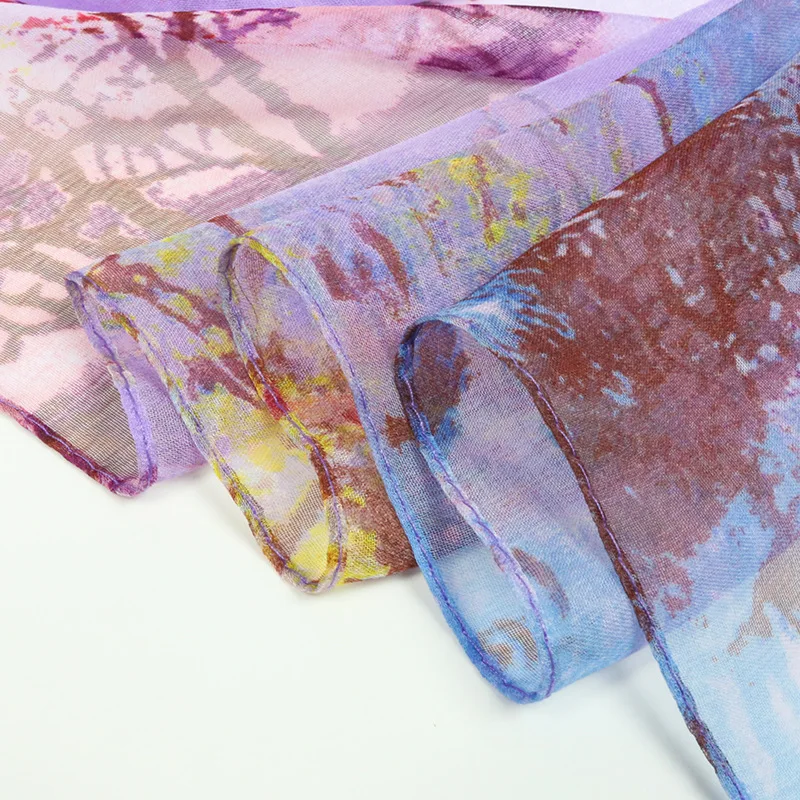 Новый Модный женский шарф с принтом пляжные парео из органзы рисунком чернилами