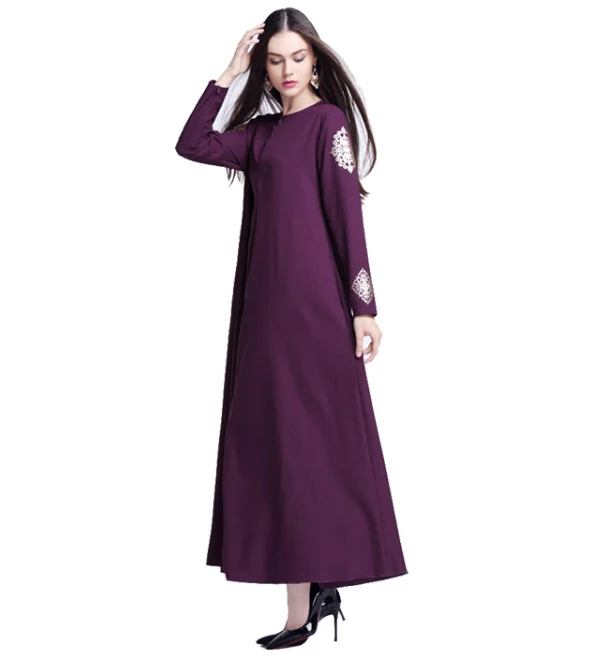 Однотонное мусульманское платье с принтом для женщин абайя женское фотографии