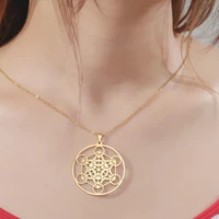 archangel michael metatron cube necklace for men women flower of life stainless steel magic hexagram pendants spiritual jewelry