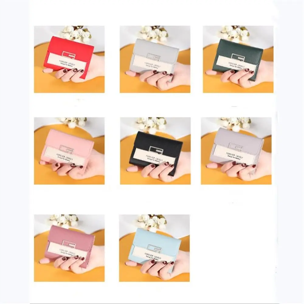 

Fashion Cute Letter Printed Coin Purse Tri-folded Mini Wallet Short PU Leather